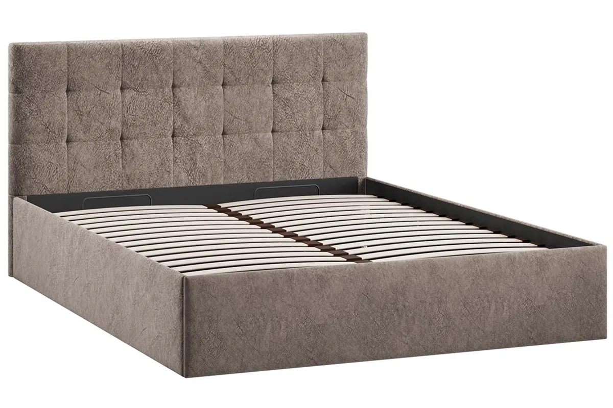 Кровать Джоли Тип 1 с ПМ и заглушиной 160х200 (Микровелюр / Wellmart Latte) - купить в Озерце