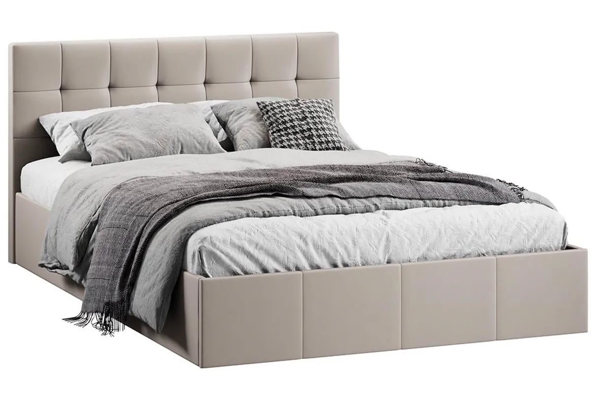 Кровать Эмма с ПМ и заглушиной 140х200 (Велюр/Confetti Smoke) - купить в Озерце