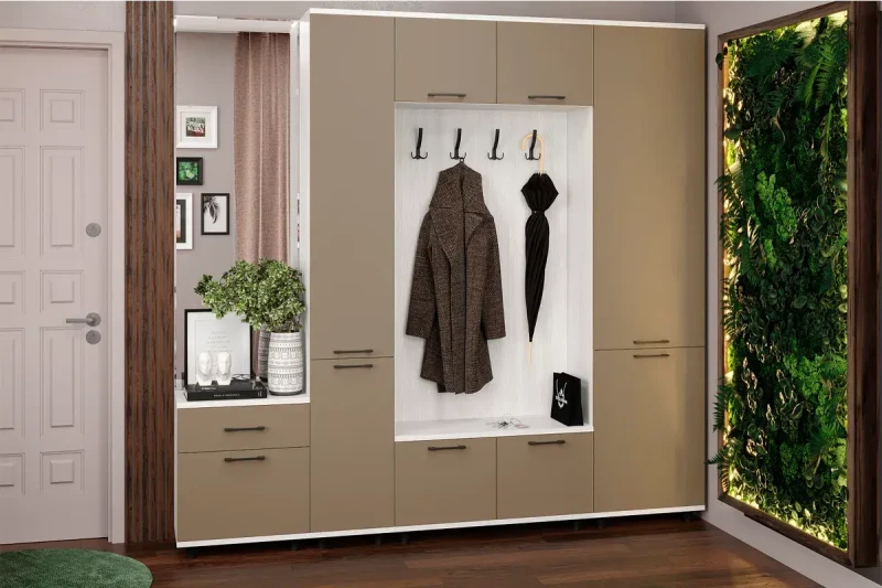 Прихожая Грейс комплект 3 (Снежный Ясень/Латте Матовый) — Мебель-центр Озерцо