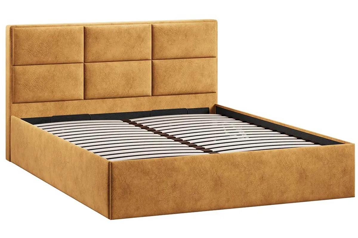 Кровать Стелла Тип 1 c ПМ 160х200 (Микровелюр/Wellmart Yellow) - купить в Озерце