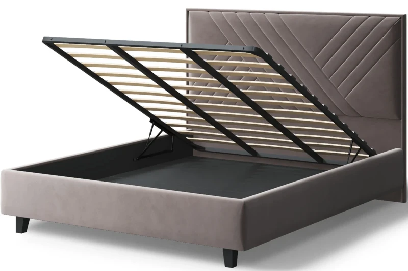 Кровать на опоре Мира с ПМ и бельев. ящ. 160х200 (Бренди лайт 05/Кофе) - купить в Озерце