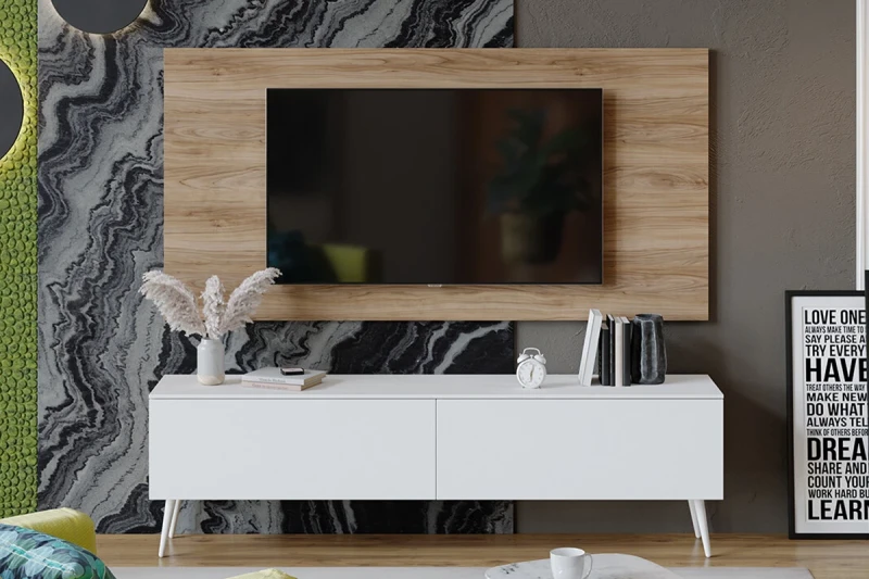 Гостиная Порто №2 ГН-393.002 (Яблоня Беллуно/Белый софт) — Мебель-центр Озерцо