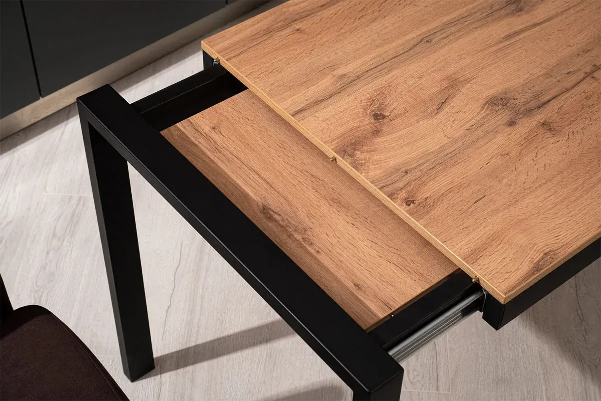 Стол обеденный Этно (Дуб вотан / Рама черная / Металл черный) - купить в Озерце